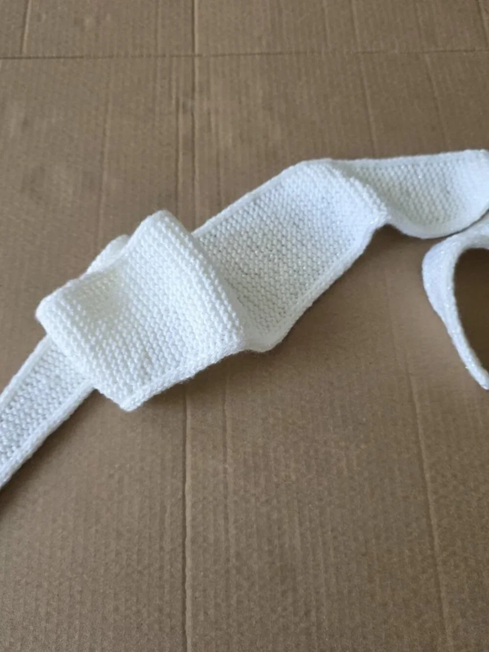 Sophie Scarf Classic Design Small Double Wrap Handmade Knitted Acrylic White